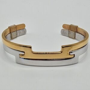 VINTAGE Avon Counterparts 1977 Puzzle Cuff Bracelet Silver and Gold Tone Set